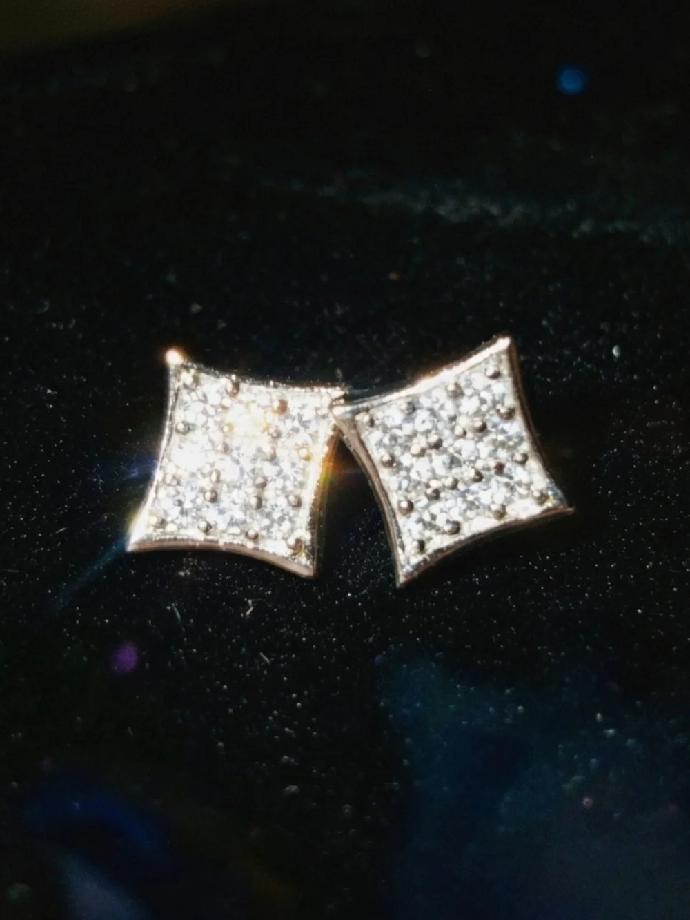 Sterling Silver 2 Grams Moissanite Square Cubic Stud Earrings